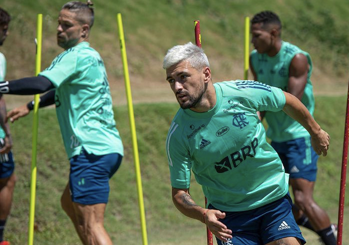 Equipe do Flamengo durante treinamento (Foto: redes sociais/Flamengo)