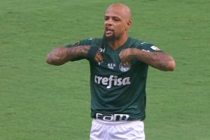 Felipe Melo, jogador do Palmeiras, comemora título da Libertadores (Foto: Reprodução/SBT)