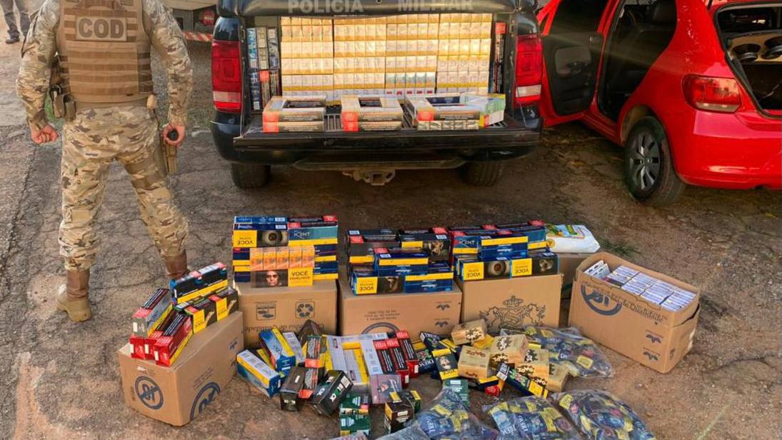 Polícia apreende carga de cigarros avaliada em R$ 50 mil no leste do estado (Foto: Reprodução COD)
