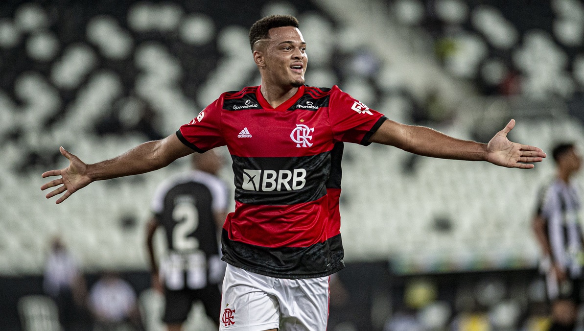 Rodrigo Muniz comemora gol contra o Botafogo. Foto: Marcelo Cortes / Flamengo