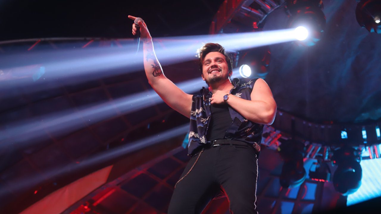 Luan Santana durante a gravação do DVD Viva (Foto: Daniel Pinheiro/ AgNews)