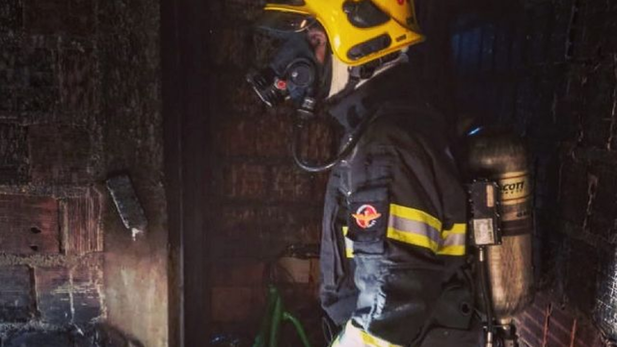 Bombeiros apagam incêndio em casa, mas cachorro morre nas chamas, em Luziânia (Foto: Divulgação/Bombeiros)