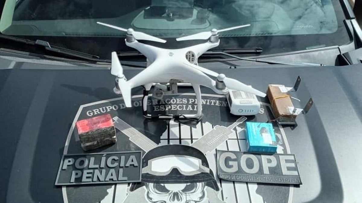 Nos últimos 60 dias, as forças de segurança de Goiás conseguiram interceptar seis drones que levariam drogas para o Complexo Prisional de Aparecida de Goiânia. (Foto: divulgação)
