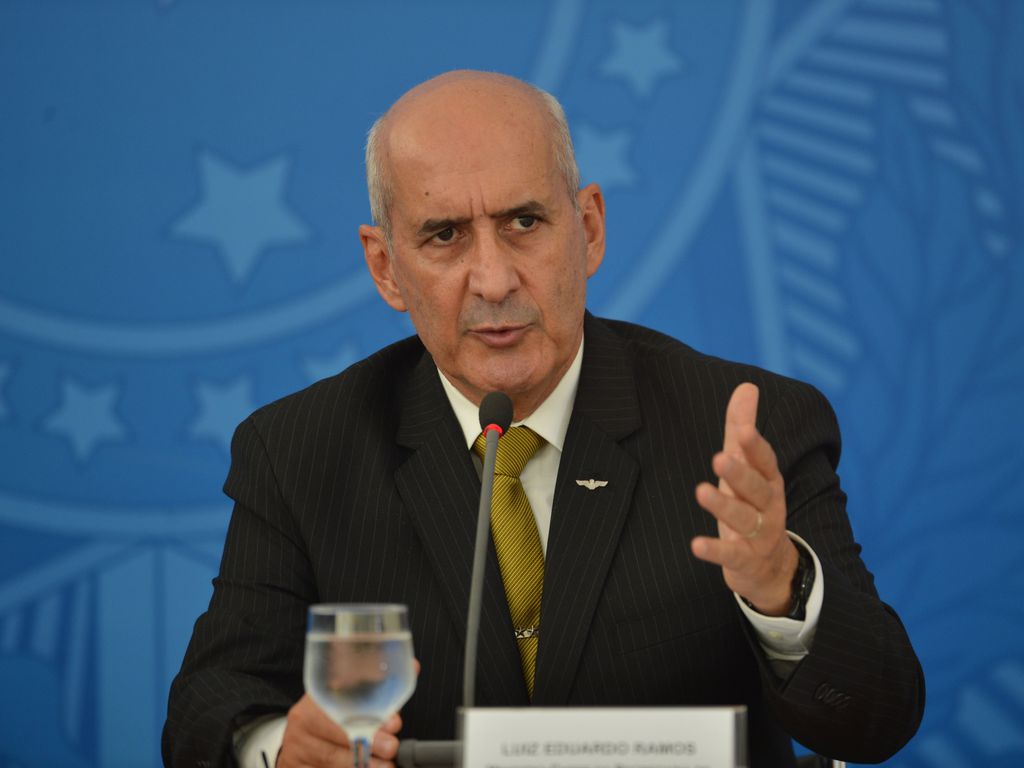 O ministros da Secretaria de Governo, Luiz Eduardo Ramos participa de coletiva de imprensa no Palácio do Planalto, sobre as ações de enfrentamento ao covid-19 no país / Foto: Marcello Casal Jr/Agência Brasil