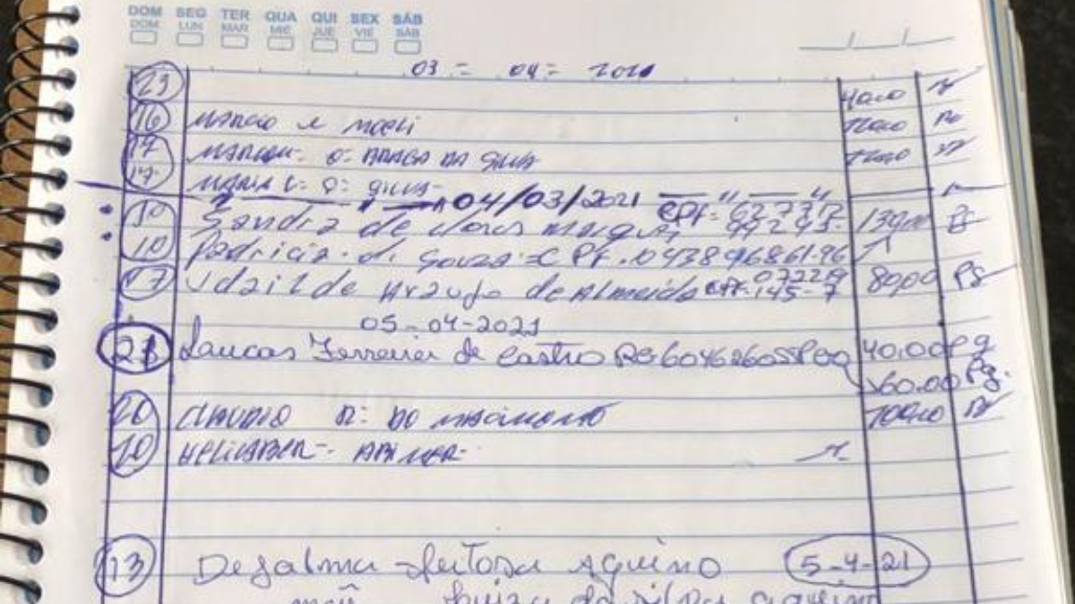 Caderno utilizado pelo suspeito (Foto: Divulgação/Polícia Civil)