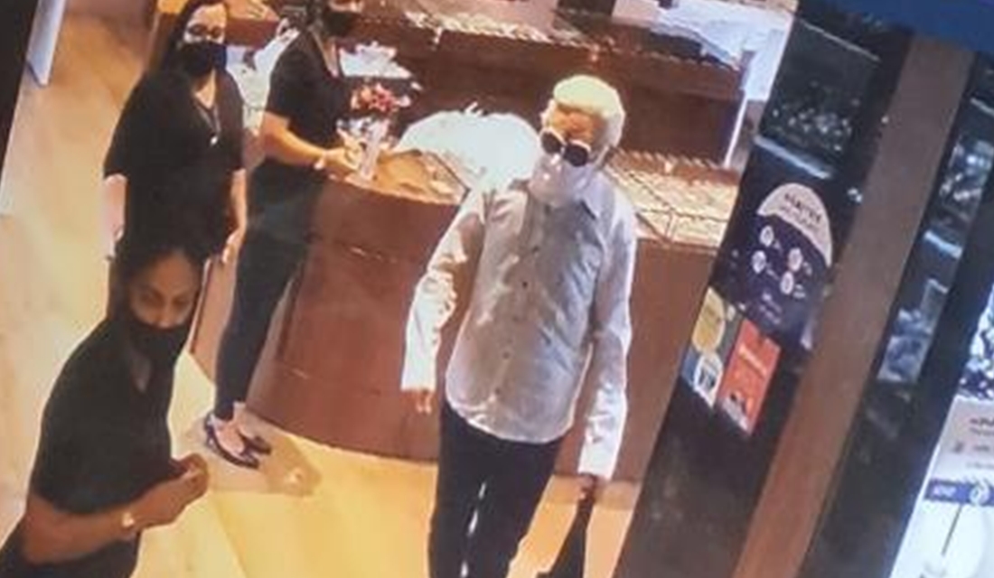Jovem usa disfarce de idoso para tentar roubar joalheria no Espírito Santo (Foto: Reprodução/Polícia Militar)