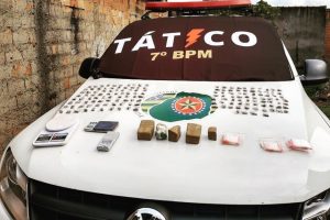 Polícia apreende mais de 2 kg de maconha escondido dentro de tijolos, em Goiânia (Foto: Divulgação/PM)