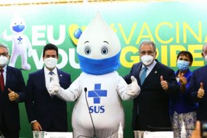 O ministro da Saúde, Marcelo Queiroga, durante o lançamento da Campanha Nacional de Vacinação contra a gripe.