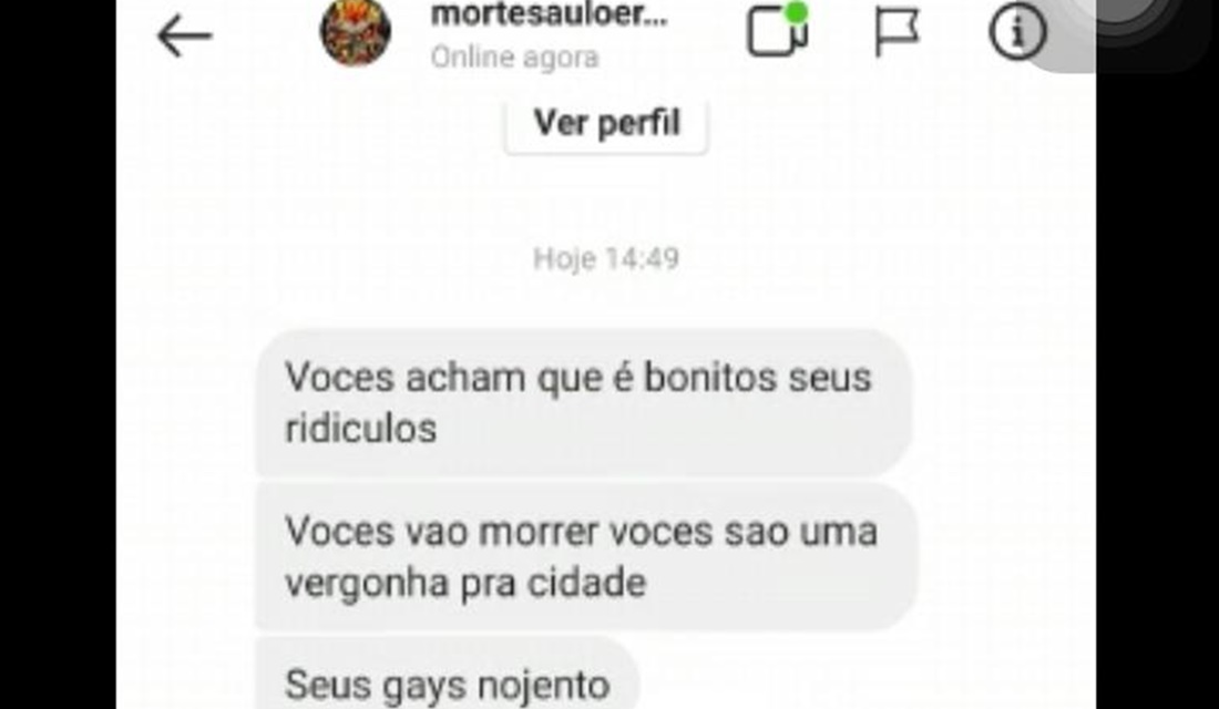 Pessoa anônima cria perfil para ameaçar casal homoafetivo que iria se casar em Anápolis (Foto: Reprodução/Redes Sociais)