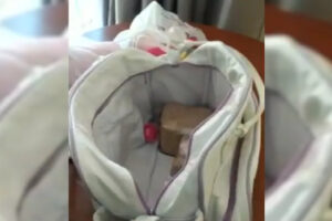 Dois homens de Manaus foram presos suspeitos de tráfico da supermaconha, com selo de qualidade, na mochila de bebe