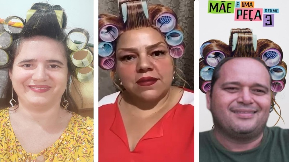 Ao todo, 16 professores usaram vestimentas semelhantes às da ‘Dona Hermínia’ e utilizaram filtros no instagram para ficar ainda mais parecidos com a personagem. (Foto: reprodução)