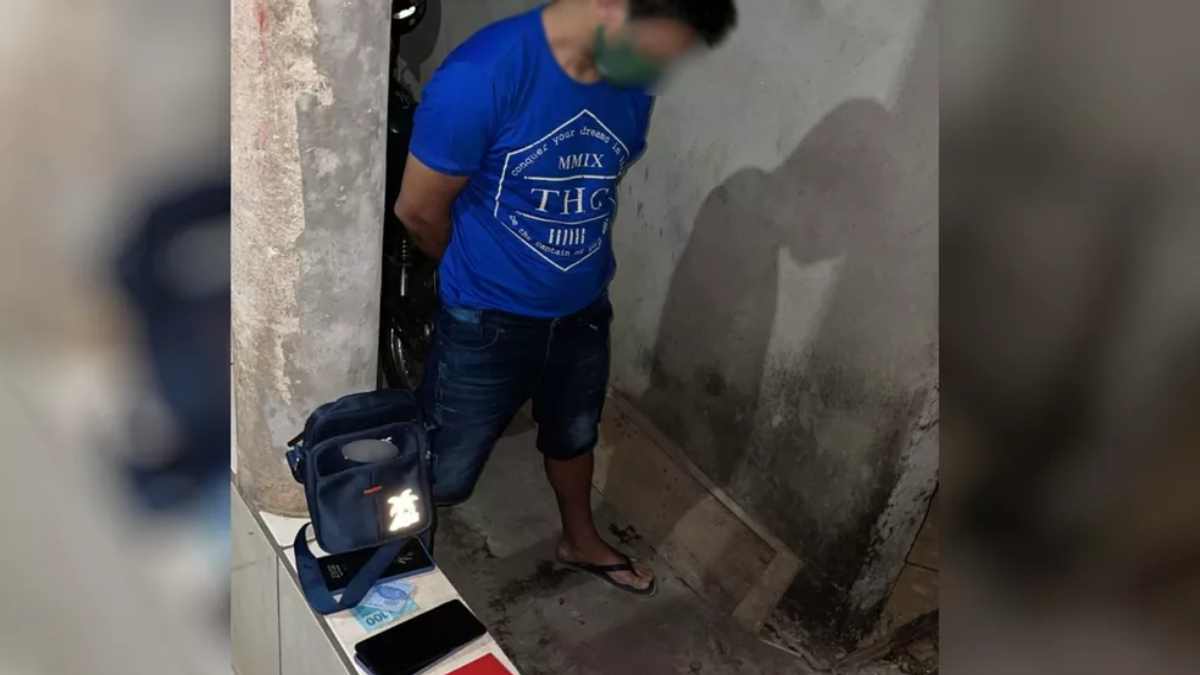 Preso homem suspeito de roubar, ameaçar e agredir a ex-mulher, em Goiânia. Ele estava em cima do telhado da casa da vítima.