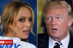 Atriz pornô Stormy Daniels e ex-presidente Donald Trump: processo encerrado (Foto: montagem)