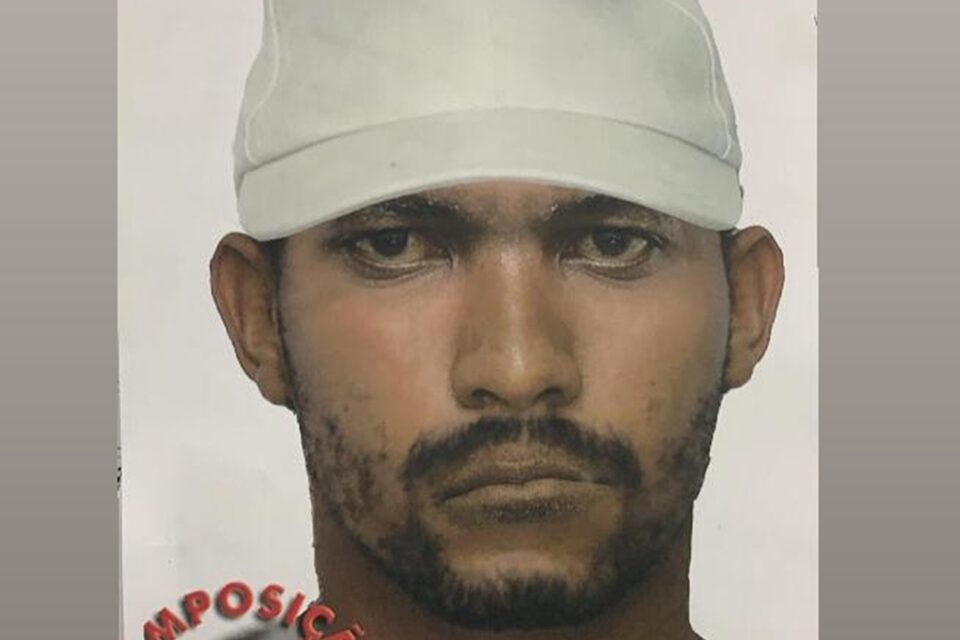 A Polícia Civil divulgou o retrato falado do suspeito de tentativa de estupro que ocorreu no setor Maysa 2, em Trindade, - Polícia divulga retrato falado de homem que tentou estuprar mulher em Trindade