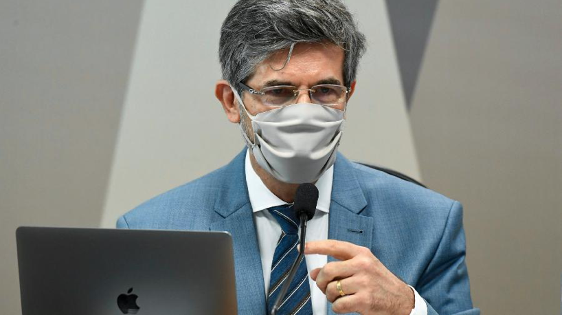 Ex-ministro da Saúde, Nelson Teich, é ouvido na CPI da Covid (Foto: Jefferson Rudy/Agência Senado)