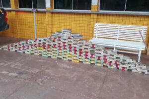 PRF apreende droga avaliada em R$ 20 mi. Entorpecentes estavam escondidos debaixo de carga de estrume, em Jataí. Casal foi preso