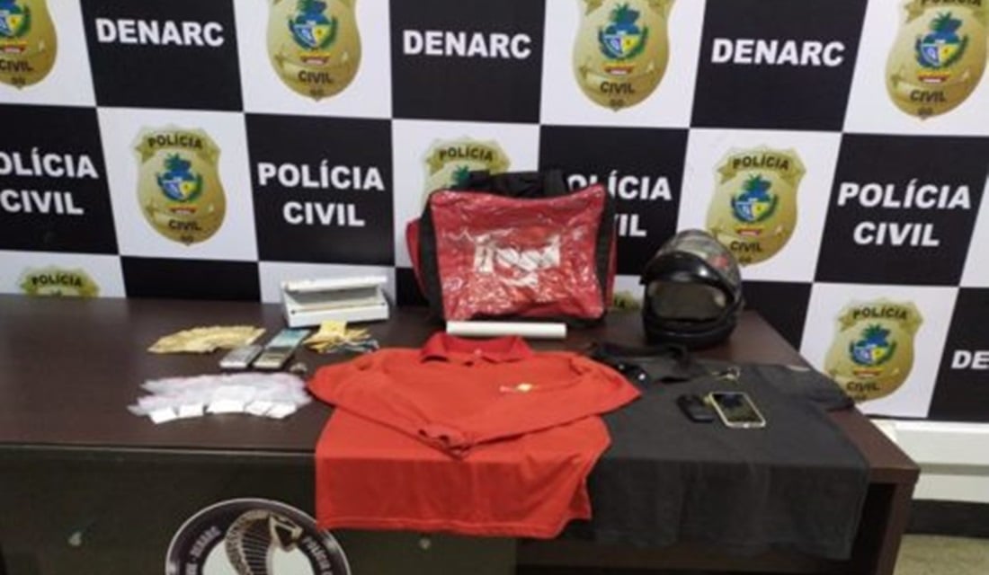 Polícia prende suspeito de se passar por motoboy para revender drogas em Goiânia (Foto:  Reprodução/Polícia Civil)