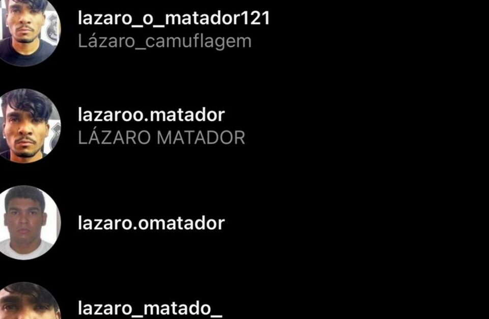 Perfis falsos de Lázaro nas redes sociais (Imagem: Reprodução/Instagram)