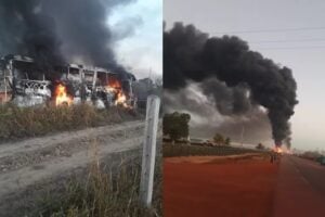 Segundo a PRF, a colisão entre os veículos culminou numa explosão que atingiram os carros; 16 pessoas ficaram feridas