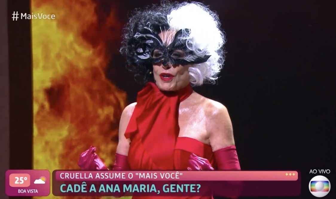 Ana Maria Braga aparece vestida de Cruella e viraliza; assista ao vídeo