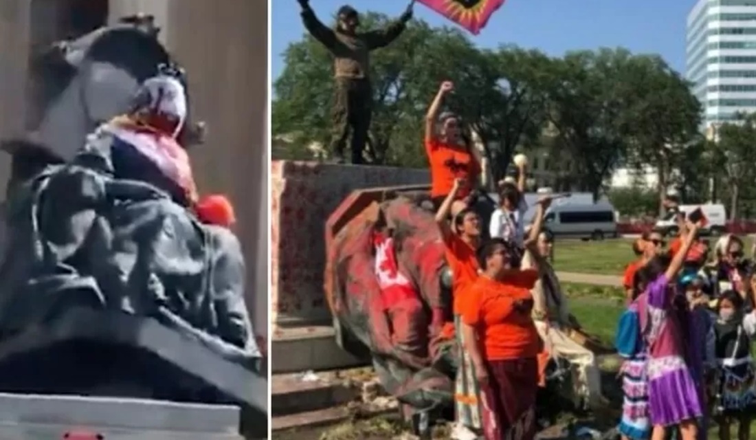 Canadenses derrubam estátuas de rainhas após escândalo com indígenas