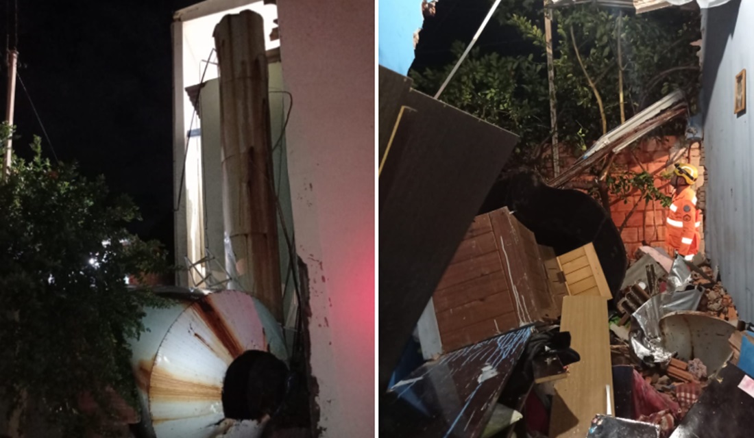Caixa d'água despenca sobre casa e deixa quatro moradores feridos em MG