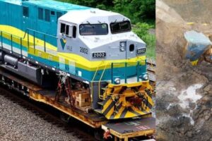 Locomotiva estava há 15 metros de profundidade; dez pessoas ainda não foram encontradas após dois anos