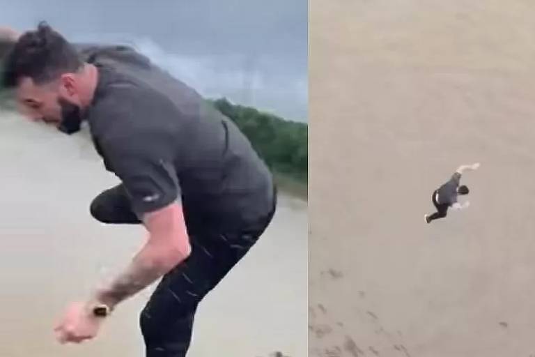 Homem se irrita com trânsito e pula em rio com crocodilos; vídeo