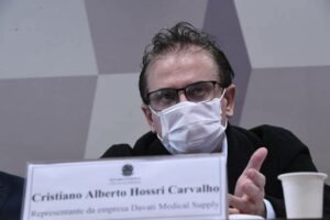 Cristiano Carvalho em depoimento à CPI da Covid (Foto: Agência Senado)