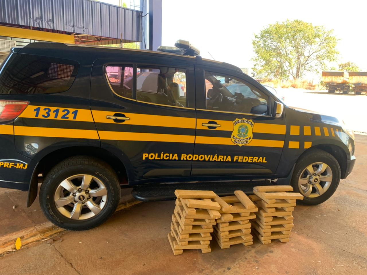 Suspeito afirmou que maconha foi retirada de carro em chamas na BR-060, em Guapó (Foto: PRF)