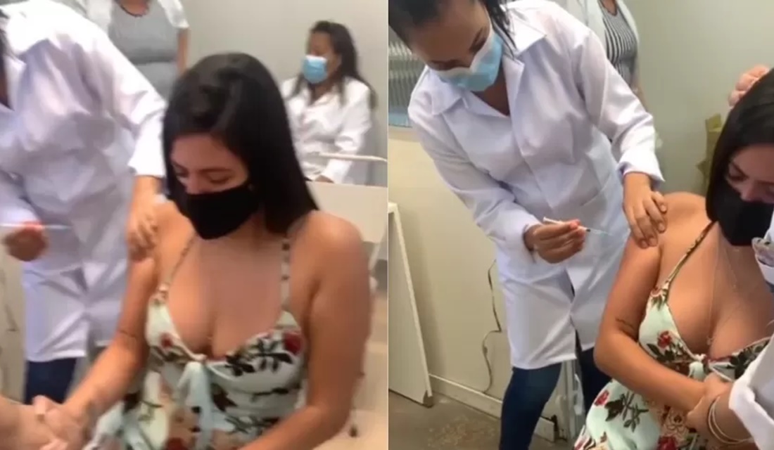 Enfermeira abraça jovem com medo de agulha de vacina; vídeo