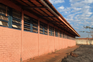 Incêndio em colégio do bairro Floresta, em Goiânia, restringiu-se a área verde e não danificou prédio (Foto: Divulgação)