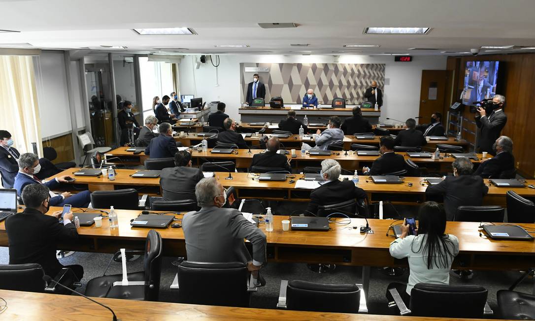 Sala de comissões durante sessão da CPI da Covid (Foto: Jefferson Rudy/Agência Senado)
