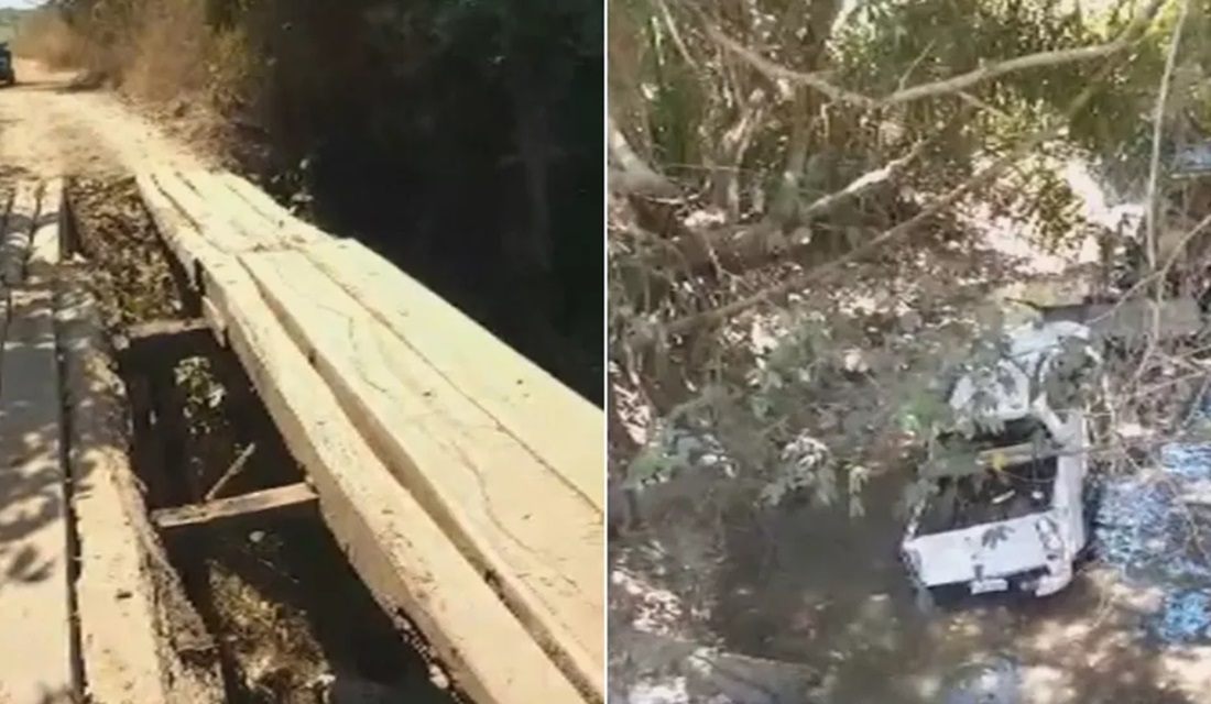 Motorista morre após carro cair de ponte de madeira na GO-347, em Crixás