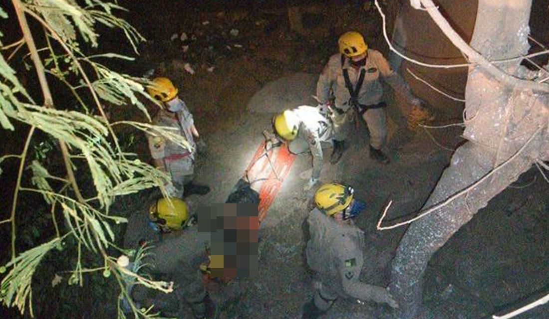 Motociclista cai de ponte e fica com fratura exposta na perna, em Goiânia