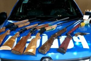 Um homem suspeito de ter uma fábrica de armas caseiras foi preso em Senador Canedo, na manhã deste domingo (19). (Foto: divulgação)