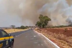 Fumaça de incêndios às margens de rodovias aumenta risco de acidentes (Foto: Divulgação - PRF - Rerpodução)