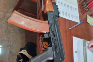 Com o suspeito, foram apreendidos vários simulacros de armas de fogo e uma espingarda - Divulgação - PF