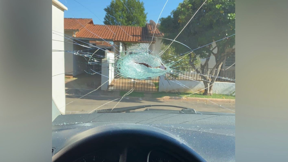 Família que teve carro atingido por barra de ferro havia acabado de comprar o veículo (Foto: Reprodução - Daiane Souza)