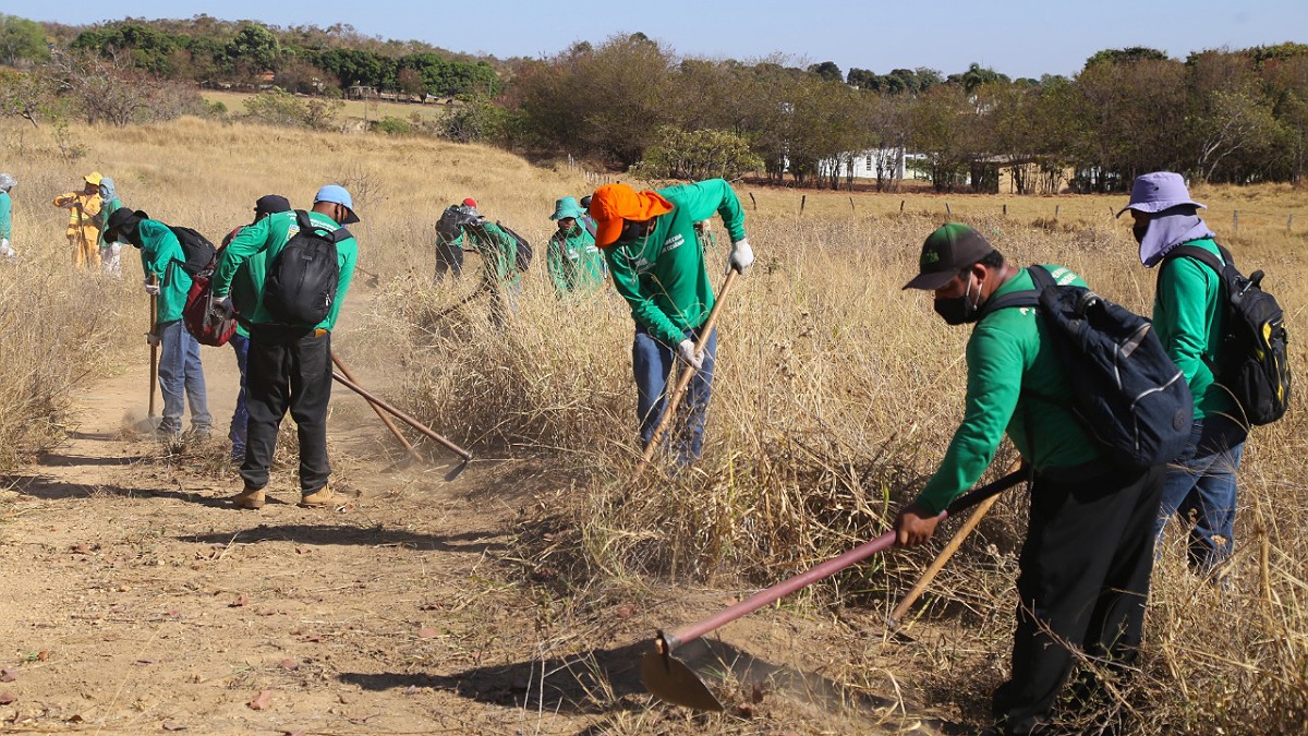 Servidores de Aparecida de Goiânia fazem aceiros na Serra das Areias