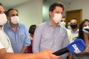 Daniel Vilela em entrevista coletiva - MDB anunciou aliança com Caiado e Daniel Vilela diz que o partido busca duas vagas na majoritária, embora reconheça que seja difícil