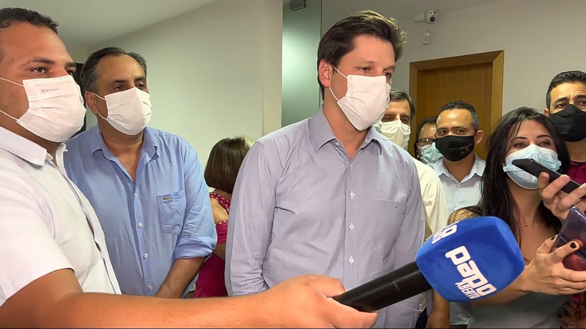 Daniel Vilela em entrevista coletiva - MDB anunciou aliança com Caiado e Daniel Vilela diz que o partido busca duas vagas na majoritária, embora reconheça que seja difícil