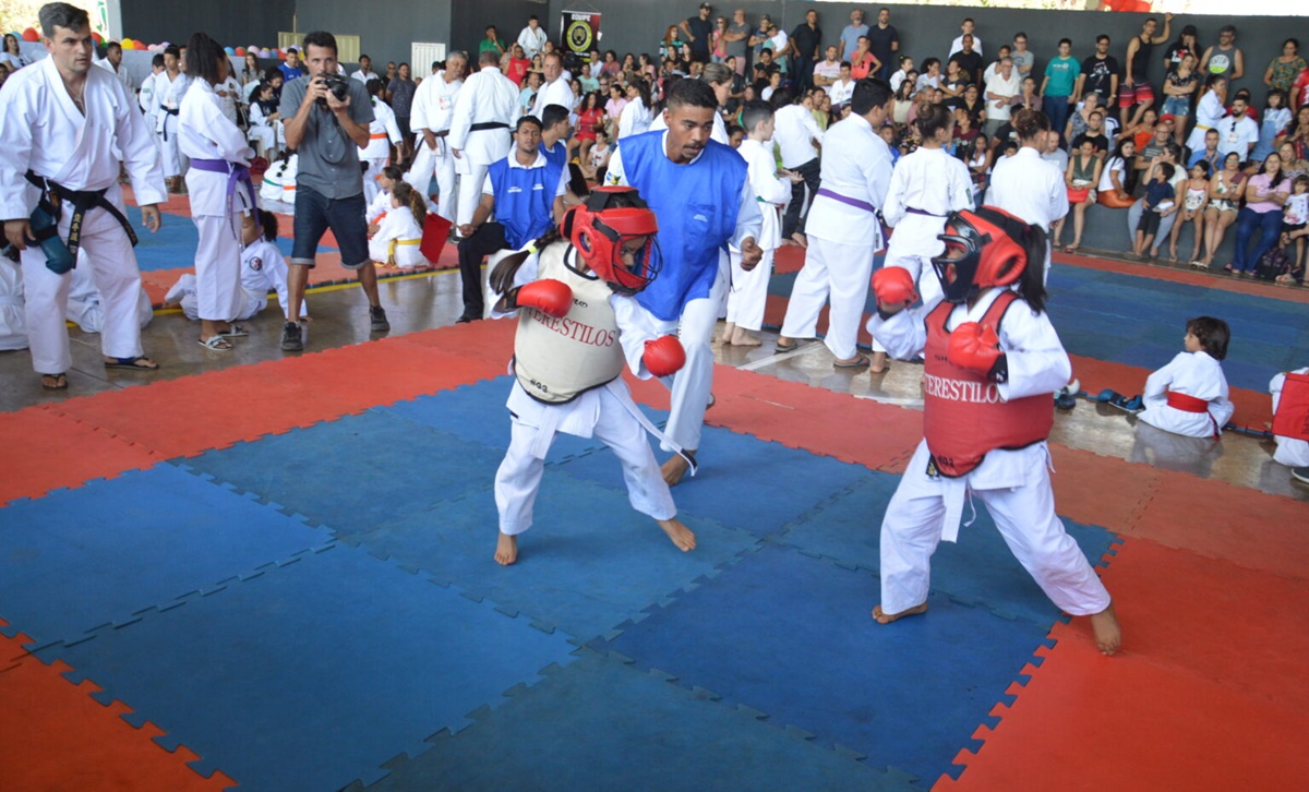 Crianças em luta de Karatê