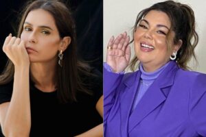 Deborah Secco e Fabiana Karla estão em Goiânia para gravar série