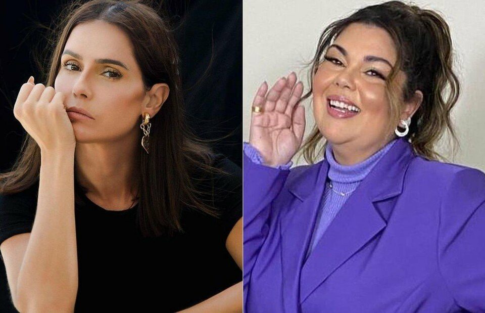 Deborah Secco e Fabiana Karla estão em Goiânia para gravar série