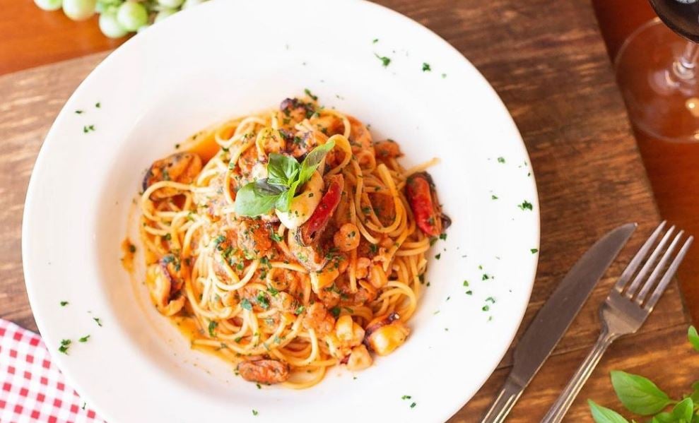 Espaguete com Fruti de Mare do Abruzzo Restaurante, opção entre os restaurantes italianos em Goiânia