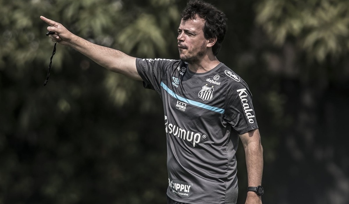 Técnico Fernando Diniz durante treinamento. Foto: Ivan  Storti - Santos
