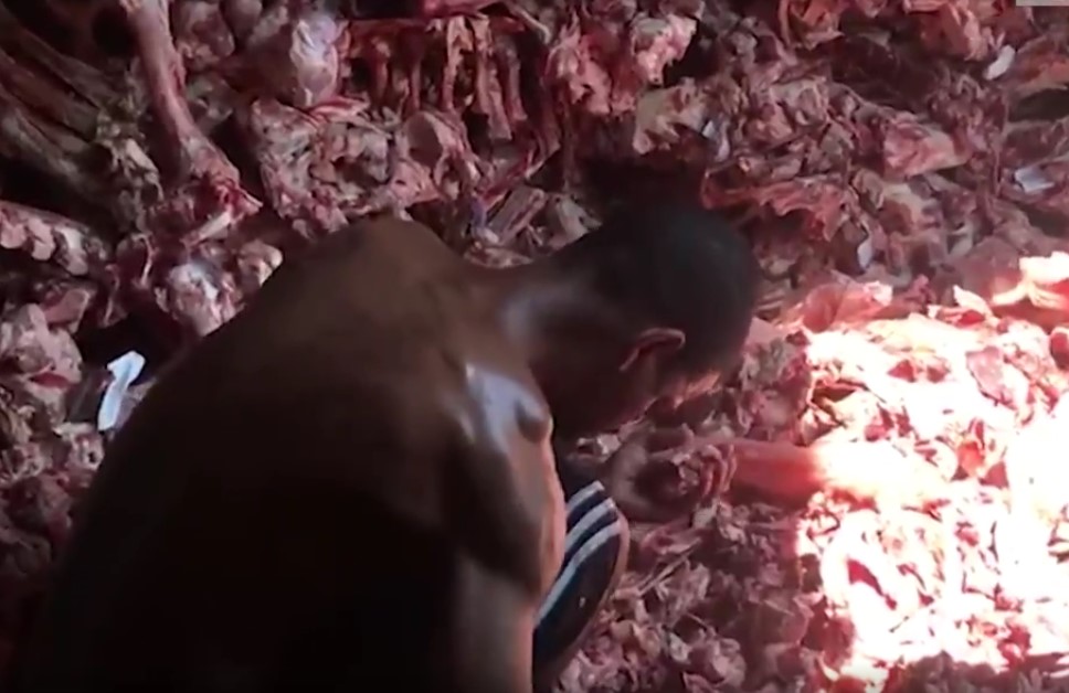 Sem comida, moradores do Rio recorrem a restos de ossos e carne rejeitados por supermercados (Foto: Reprodução - Jornal Extra)