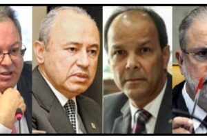 Marcelo Weitzel,conselheiro do CNMP; Wilson Roberto Trezza, ex-diretor-geral da Abin; Jaime de Cássio Miranda, ex-chefe do Ministério Público Militar e Augusto Aras, procurador-geral da República. (Agência Brasil, CNMP e Divulgação)
