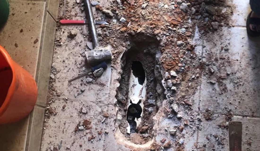 Cano onde animal ficou preso (Foto: CBM)